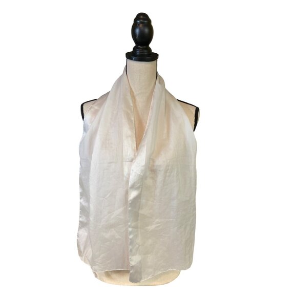 Silken Polyester Women Rectangle Scarf White Lightweight Accessory Made in Italy - Picture 2 of 8
